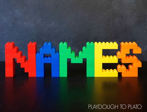 What better way to get kids really looking at how letters are built than by constructing them with LEGOS?! This hands-on name activity is a great preschool work station, name game or afternoon project. Getting Ready The prep for this activity depends on the age and skill of your little builder.  For my 5 year old, A, … Lego Playroom, Lego Letters, Playdough To Plato, Used Legos, Homeschool Decor, Lego Birthday Party, Lego Birthday, Lego For Kids, Lego Party