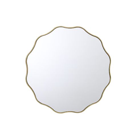 allen + roth 30-in W x 30-in H Round Gold Beveled Wall Mirror in the Mirrors department at Lowes.com Master Bath Mirror, Bone Inlay Tray, Mcgee And Co, Scalloped Mirror, Girl Room Inspiration, Round Gold Mirror, Basement Reno, College House, Bath Mirror