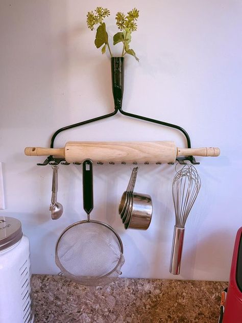 Mrs Happy Homemaker, Antique Kitchen Utensils, Utensil Hanger, Rake Head, Joanna Gaines Style, Samantha Smith, Kitchen Utensil Holder, Decorative Ideas, Antique Kitchen