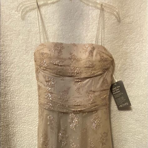 Beautiful Champagne Colored Formal Dress. Bought For My Daughters Wedding Years Ago, Found One I Liked Better. New With Tags. Shimmering Lace With 3 Light Weight Layers. Knee Length Champagne Dresses Wedding Guest, 90’s Prom Dresses, Great Gatsby Prom Dresses, Great Gatsby Prom, 90s Prom Dresses, Shifting Closet, Daughters Wedding, Vintage Long Dress, Vintage Formal Dresses