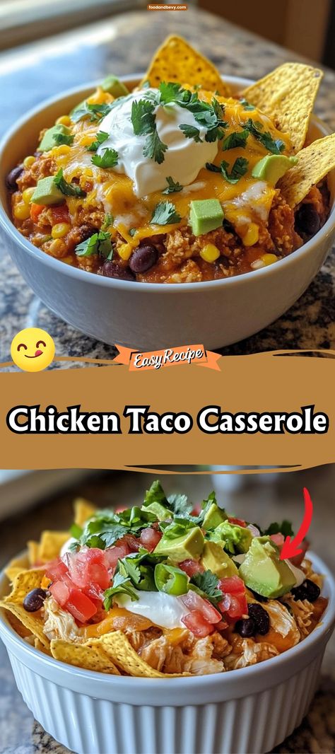 Chicken Taco Casserole Chicken Taco Casserole With Tortillas, Chicken Taco Leftovers Ideas, Dump And Bake Taco Casserole, Healthy Chicken Taco Casserole, Leftover Shredded Taco Chicken Recipes, Casserole Recipes For Dinner Mexican, Chicken Taco Bake Casserole, Chicken Taco Casserole Bake, Leftover Chicken Tacos Recipe