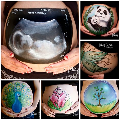 Barrigas de embarazadas pintadas, una bonita idea para una foto de recuerdo de este momento tan especial :)  #embarazo Bump Painting, Pregnant Belly Painting, Belly Art, Belly Bump, Belly Painting, Baby Sleep Problems, Baby Belly, Foto Baby, Pregnant Woman