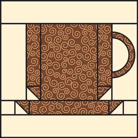 Free coffee-cup quilt block pattern: Mugs Rugs, Bookcase Quilts, Mug Rug Patterns, Block Quilt, Paper Pieced Quilt, Quilt Block Pattern, Paper Piecing Quilts, Paper Piecing Patterns, Block Pattern