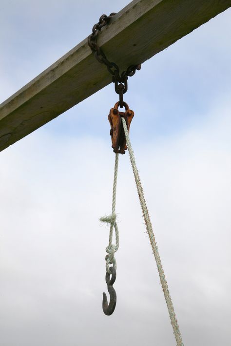 How to Make a Bucket Pulley System for a Kids' Playhouse | Hunker Outside Playhouse, Pulley Light, Tree House Ideas, Treehouse Ideas, Kids Yard, Red Grass, Tree House Plans, Tree Fort, Tree House Diy