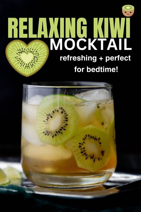 Relaxing Kiwi Mocktail for Bedtime - the perfect mocktail to help you unwind and relax! This is one of my absolute favorites! Kiwi Mocktail, Kiwi Drink, Kiwi Juice, Ginger Cocktails, The Republic Of Tea, Lemon Juicer, Tart Cherry Juice, Alcohol Free Drinks, Drink Recipes Nonalcoholic