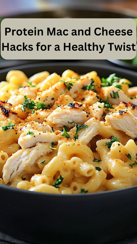 Mac and cheese, the quintessential comfort food, often gets a bad rap for being indulgent rather than nutritious. By incorporating protein-packed ingredients and thoughtful substitutions, this beloved dish transforms into a healthy and satisfying meal. #macandcheese #proteinmacandcheese #mac #pastaandcheese #protein #proteinpasta #chickenandpasta #chickenandmacandcheese #macandcheesewithchicken Protein Chicken Mac And Cheese, High Protein Chicken Mac And Cheese, Protein Filled Dinners, Mac And Cheese Hacks, Protein Mac And Cheese, Protein Meal Prep Recipes, High Protein Dinner Ideas, Healthy Mac And Cheese, Mac N Cheese Bites