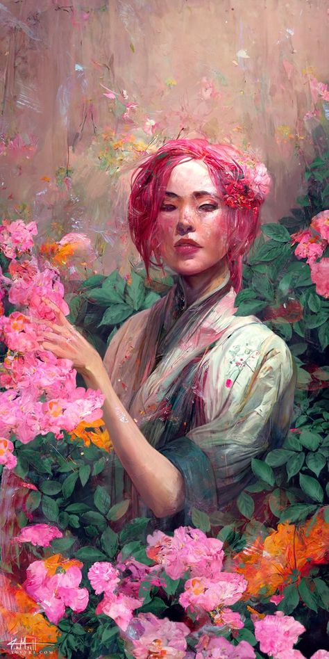 In Her Garden, Ethereal Art, Art Plastique, Pretty Art, Portrait Art, Portrait Painting, Art Works, Art Wallpaper, Art Inspo