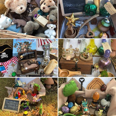 Inspiring Suitcases filled with exciting treasures to explore – Lottie Makes World Creation, Reception Classroom, Curiosity Approach, Treasure Basket, Fairy Village, Story Activities, Old Suitcases, Tuff Tray