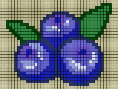 Alpha pattern #152042 | BraceletBook Blueberry Knitting Pattern, Pixel Art Food, Alpha Art, Mural Art Design, Crochet Charts, Fuse Bead Patterns, Pixel Art Templates, Pixel Crochet, Pixel Pattern