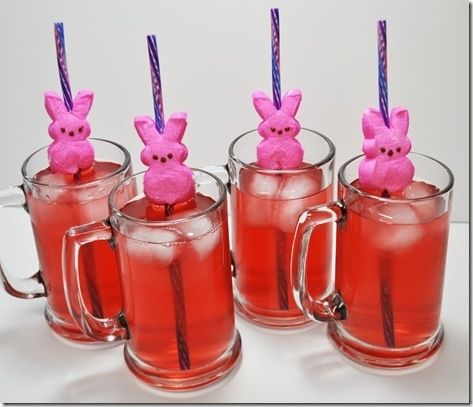 Serve all the drinks with Peep straws. | 29 Insanely Easy Ways To Get Ready For Easter Peeps Recipes, Easter Drink, Easter Peeps, Easter Dinner, Easter Time, Easter Brunch, Hoppy Easter, Easter Celebration, Easter Treats