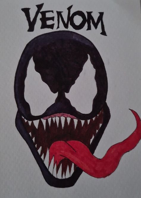 Venom Canvas Painting, Venom Painting Easy, Venom Drawing Easy, Venom Painting, Venom Drawing, Marvel Canvas, Paper Squishy, Venom Art, Paintings Ideas