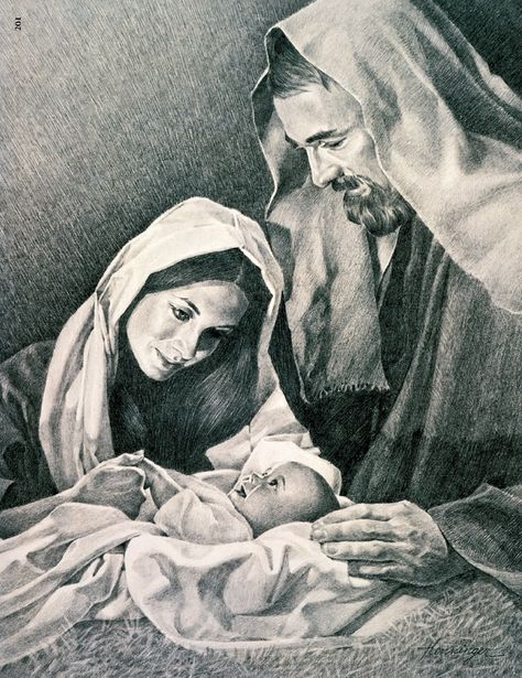 holy family Ward Christmas Party, Christ Centered Christmas, Advent Activities, Christmas Program, Happy Birthday Jesus, White Drawing, Child Jesus, Birth Of Jesus, Images Vintage