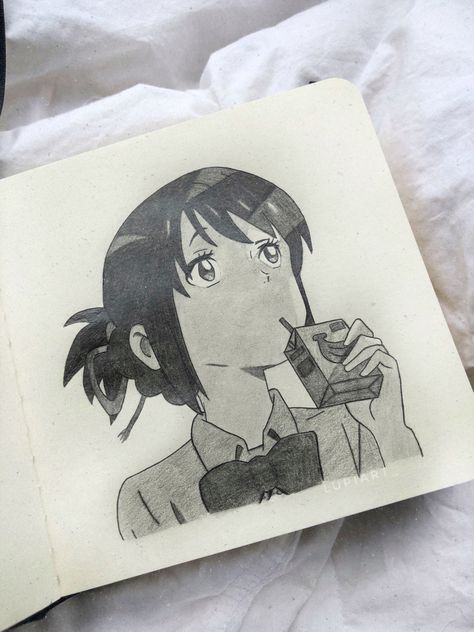 Your Name Anime Sketch, Your Name Drawing Pencil, Your Name Sketch, Your Name Drawing, Mitsuha Miyamizu, Sketch Images, Name Drawings, Fanart Sketch, Your Name Anime