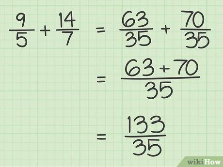 3 Ways to Add Fractions With Unlike Denominators - wikiHow Add Fractions With Unlike Denominators, Fractions With Unlike Denominators, Add Fractions, Adding Fractions, Improper Fractions, Math Equations