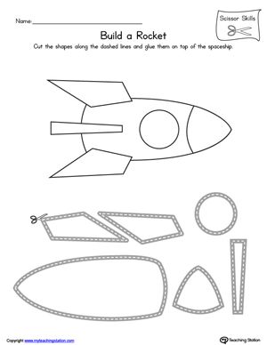 **FREE** Rocket Scissor Practice Worksheet. Practice scissor skills by building a rocket in this printable worksheet. Space Inquiry, Space Week, Preschool Fine Motor, Space Activities, Daycare Ideas, Scissor Skills, Rocket Ship, Fine Motor Activities, Learning Spaces