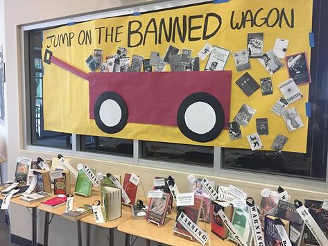 Banned Books Week Activities, Fall Library Displays, Banned Books Week Display, Banned Book Week, Fall Library, Book Bulletin Board, Capstone Project, Library Display, Types Of Books