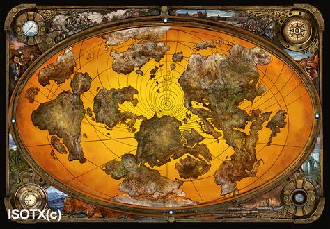 steampunk map by Monkey-Paw Steampunk Map, Steampunk Pirate, Map Projects, Steampunk Design, Treasure Maps, Inspirational Artwork, Fantasy Map, Steampunk Art, Dieselpunk