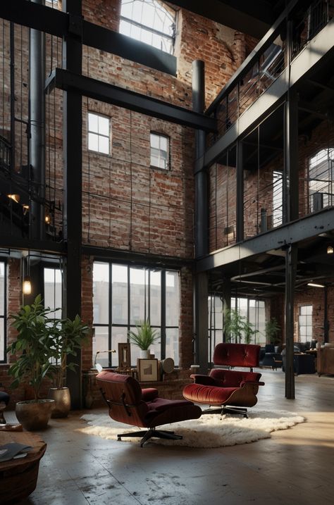 Industrial Loft Floor Plans, Industrial Residential Architecture, Industrial Warehouse Home, Loft Apartment Interior, Fancy Homes, Industrial Luxe, Industrial Style Office, Factory Office, Loft Floor Plans