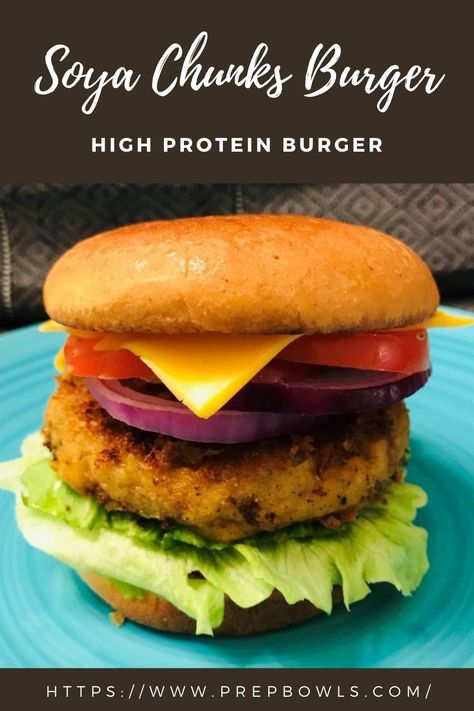 Also known as Meal – Maker Burger, Is A Protein Packed Burger. Patties Are Made With Soya Chunks / Textured Vegetable Protein, Vegetables, Spices, Cheese And Then Pan Fried To Golden Brown. Assemble The Fried Patty On The Burger Buns, Then Add The lettuce, Onions, Tomatoes, And Spread Sauce. #prepbowlsaarthi #soyachunks #texturedvegetableprotein #soyprotein #healthyburger #burgers #dinnerideas #lunchrecipes #proteinburger #soyanuggets #soyachunks #soyagranules #soyaprotein #burger Soy Burger, Soy Chunks, Tvp Recipes, How To Make Burgers, Textured Vegetable Protein, Protein Burger, Protein Vegetables, Weekend Recipe, Indian Cuisine Recipes