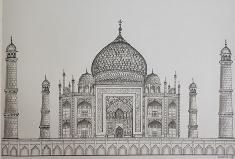 Sketch Pencil Easy, Taj Mahal Sketch, Easy Pen Drawings, Easy Pen Drawing, Taj Mahal Drawing, Captain America Art, Simple Sketch, Pen Drawings, Sketch Pencil