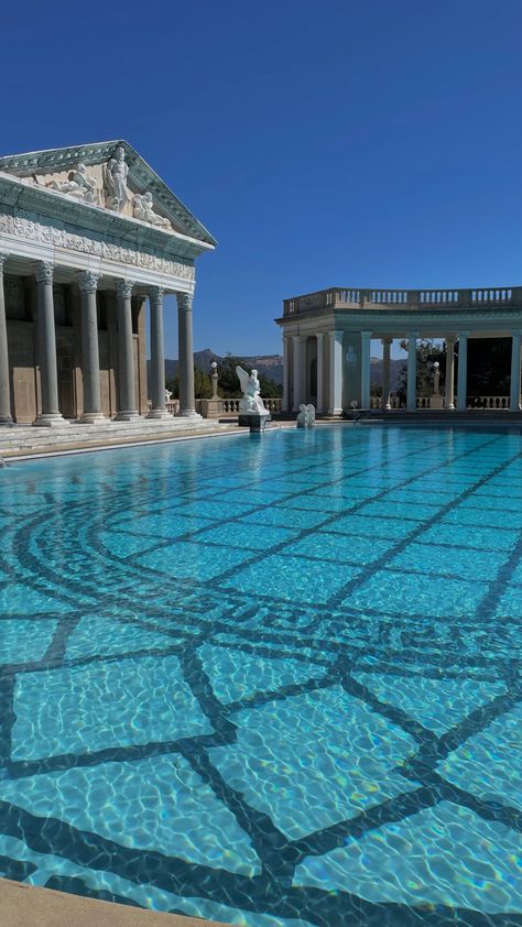 Greek Pool, Greece Pool, Modern Palace, Greek Architecture, Hearst Castle, Ancient Greek Architecture, Indie Aesthetic, Witch House, Pool Design