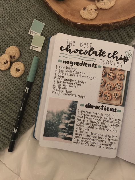 Aesthetic Cookie Recipes Notes, Cooking Journal Aesthetic, Cookbook Page Layout, Vintage Recipe Book Aesthetic, Cookbook Aesthetic Cover, Baking Journal Ideas, Cook Books Aesthetic, Homemade Cookbook Aesthetic, Cooking Journal Ideas