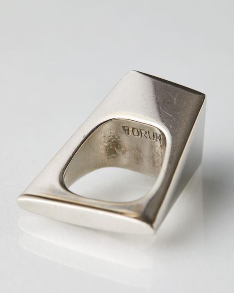 Ring designed by Torun Bülow-Hübe, — Modernity Wax Carved Ring, Modern Minimal Jewelry, Architectural Rings, Brutalist Jewelry, Contemporary Rings, Modern Silver Jewelry, Hollow Ring, Hollow Form, Scandinavian Jewelry