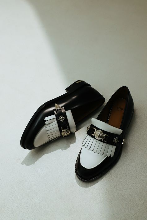 Step into style with these stunning Toga Pulla leather fringe loafers! Effortlessly edgy and oh-so chic. 🖤✨ Discover now in-store and online. Toga Pulla, Leather Fringe, Loafers, In Store, Leather, Quick Saves, Clothes