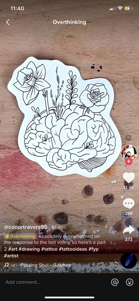 Flower Brain Tattoos, Brain With Flowers, Psychology Tattoo, Anatomy Tattoo, It Tattoo, Brain Tattoo, Health Tattoo, Mom Tattoo Designs, Flowers Growing