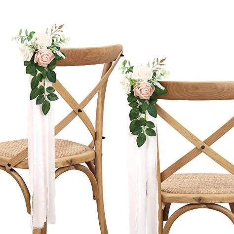 Reception Chair Decorations, Amazon Wedding Decor, Pew Flowers, Wedding Aisle Outdoor, Flowers Eucalyptus, Aisle Decorations, Party Chairs, Wedding Chair Decorations, Aisle Flowers