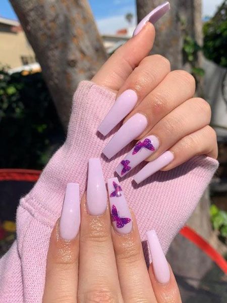 Purple Acrylic Nails, Butterfly Nail Art, Edgy Nails, Purple Nail, French Tip Acrylic Nails, Simple Acrylic Nails, Makijaż Smokey Eye, Long Acrylic Nails Coffin, Blue Nail