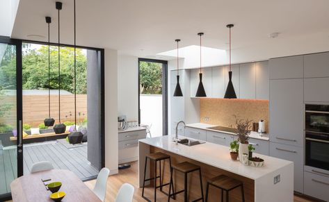 Kitchen Extension Lighting, Small Kitchen Extension Ideas, Home Renovation Costs, House Extension Plans, Open Plan Kitchen Dining Living, Open Plan Kitchen Dining, Open Plan Kitchen Living Room, Kitchen Dining Living, Kitchen Extension