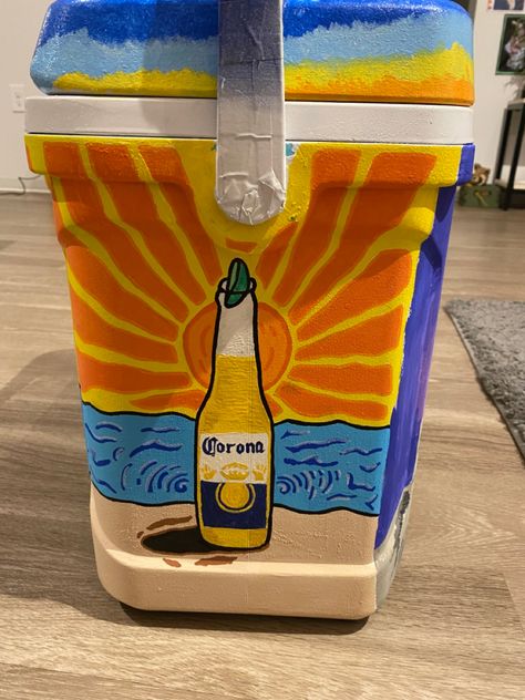 Miami Frat Cooler, Drake Frat Cooler, Frat Coolers Myrtle Beach, Beach Cooler Painting, Baseball Frat Cooler, Charleston Frat Cooler, Sorority Coolers Painted, Beer Frat Cooler, Poker Frat Cooler