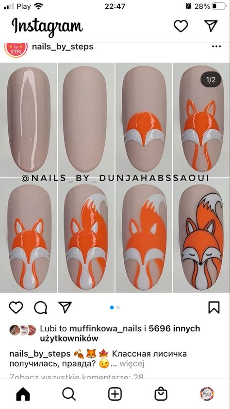 Easter Nails Design, Easter Nails Acrylic, Animal Nail Designs, Fox Nails, 2023 Nails, Nails Design Ideas, Animal Nail Art, Easter Nail Designs, Art Deco Nails