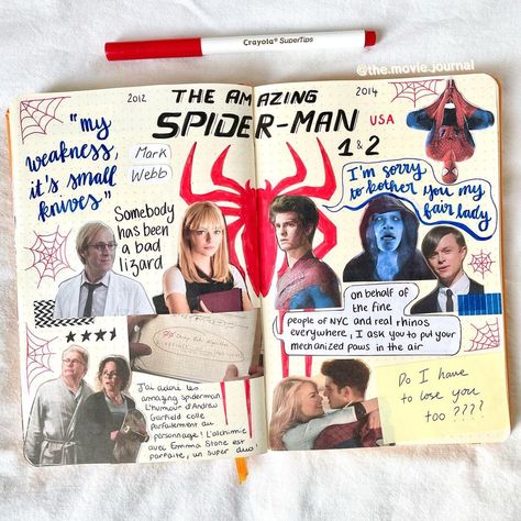 Spiderman Mask, Movie Journal, Movie Collage, Scrapbook Cover, Spiderman Art Sketch, Men's Journal, Bulletin Journal Ideas, Collage Book, The Amazing Spider Man