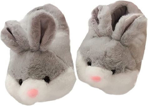 Amazon.com | HANDKEI Women's Bunny Slippers Gifts Funny Animal Slippers Bunny Indoor Plush Slippers (10-13, gray, numeric_10) | Slippers Rabbit Slippers, Funny Slippers, Looney Tunes Bugs Bunny, Bunny Slippers, Cartoon Shoes, Grey Bunny, Animal Slippers, Warm Shoes, Bunny Plush