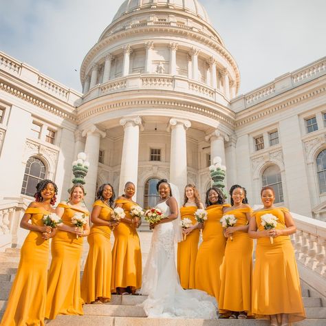 Bridesmaids Dresses Mustard Bridesmaid Dresses Black Women, Yellow Bridesmaid Dresses Black Women, Mustard Yellow Dress Outfit Wedding, Mustard Yellow Wedding Theme, Mustard Yellow Dress Outfit, Yellow Bridal Party, Mustard Yellow Bridesmaid Dresses, Mustard Wedding Colors, Mustard Bridesmaid Dresses