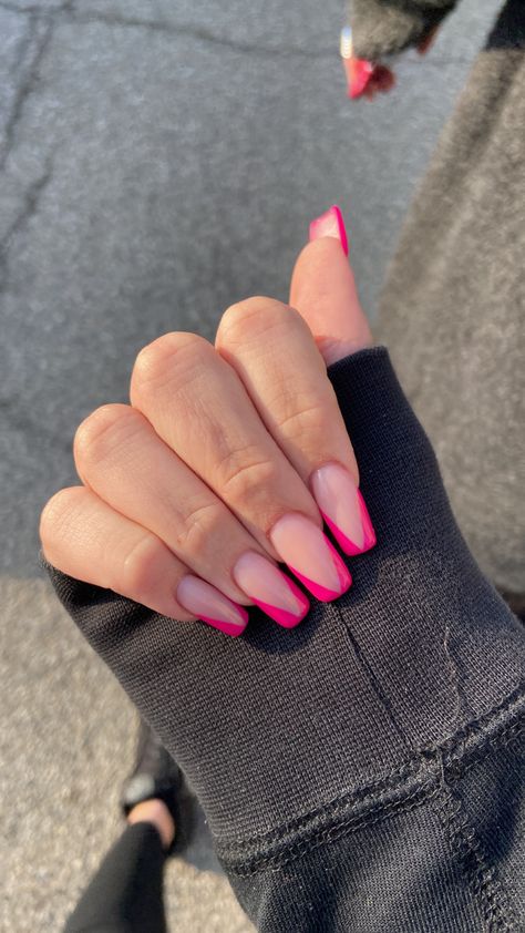 French Fucsia, Pink French, Nails Inspo, Acrylic Nail Designs, Nail Inspo, Acrylic Nails, Nail Designs, Nails, Pink