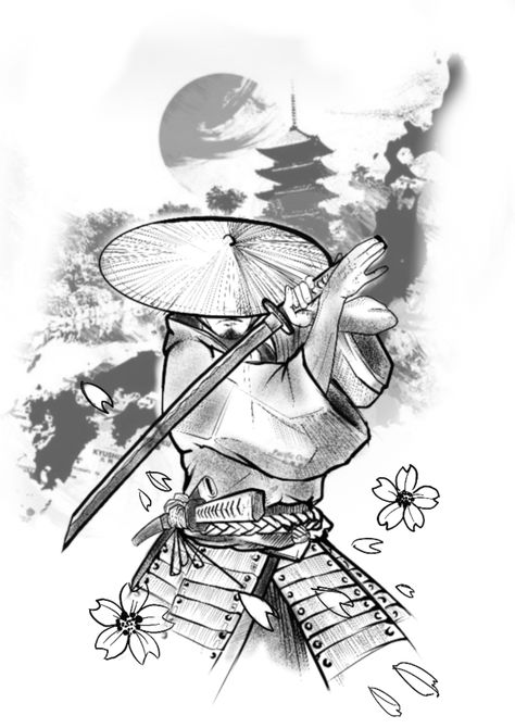 Ninja Samurai Tattoo, Japanese Samurai Drawing, Japanese Tattoo Art Samurai, Japanese Ninja Tattoo, Samurai Drawing Sketches, Ninja Tattoo Design, Tattoo Ninja, Samurai Sketch, Koi Fish Drawing Tattoo