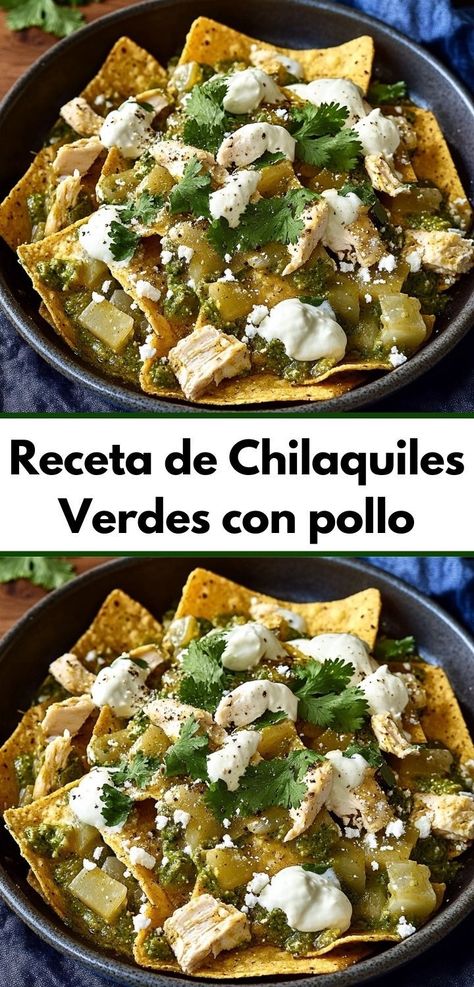 ¿Buscas recetas con pollo que sorprendan? Los Chilaquiles Verdes con Pollo son una receta de cocina tradicional que encantará a toda la familia. Un plato que destaca entre las mejores recetas de pollo. Mexican Food Recipes Authentic, Salsa Verde, Tortillas, Mexican Food Recipes, Tacos, Cooking Recipes, Yummy Food