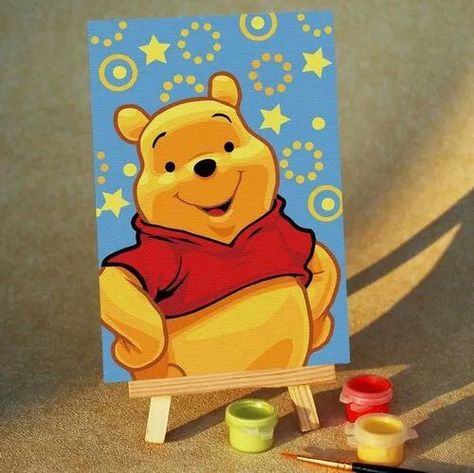 Winnie The Pooh Diy, Pooh Painting, Christmas Paintings On Canvas Acrylics, Diy Oil Painting, Disney Canvas Art, Disney Canvas, Disney Paintings, Christmas Paintings On Canvas, Digital Oil Painting