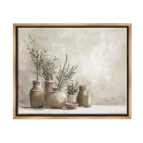 Stupell Cottage Herbs in Pottery Framed Floater Canvas Wall Art Design By Imagine It Images - Bed Bath & Beyond - 40481670 Modern Farmhouse Artwork, Farmhouse Artwork, French Country Art, Farmhouse Kitchen Wall Decor, Farmhouse Kitchen Wall, Mexican Paintings, Wall Art Minimal, House Wall Art, Modern Farmhouse Kitchen