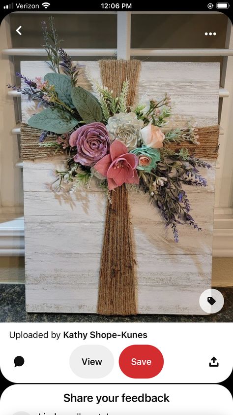 Wood Flower Projects, Christian Crafts For Adults, Easter Planter Ideas, Gospel Art, Wooden Cross Crafts, Easter Centerpiece Ideas, Burlap Cross, Recuerdos Primera Comunion Ideas, Easter Decor Ideas