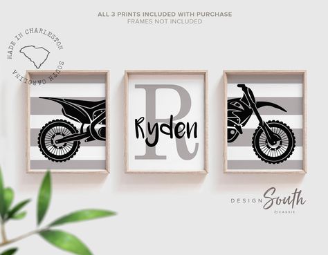 Dirt Bike Bedroom, Motocross Bedroom, Racing Bedroom, Dirt Bike Room, Bike Wall Art, Wall Art Boys, Harley Davidson Gifts, Bike Wall, Bike Room