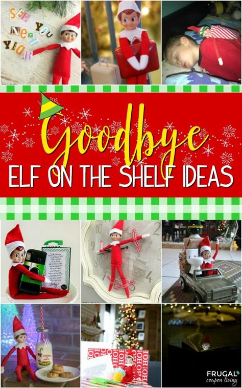 Goodbye Elf on the Shelf - Elf is headed to the North Pole. Eighteen creative a ways to say goodbye to your elf on their last night. #FrugalCouponLiving #ElfontheShelf #elfonhtheshelfideas #Goodbye #lastnight #theelfontheshelf #elf #Christmas #christmastraditions Goodbye Elf On The Shelf, Elf Goodbye Letter, Elf Printables, Shelf Elf, Elf Letters, The Elf On The Shelf, Elf Antics, Elf Fun, Night Elf