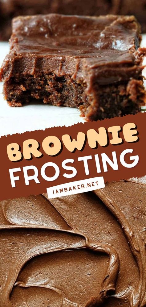 Best Brownies With Frosting, Frosting Recipes For Brownies, Brownie With Frosting Recipes, Chocolate Brownies With Frosting, Best Frosting For Brownies, Brownie With Icing, Frosting For Brownies Easy, Brownie Glaze, Brownie Icing Recipe