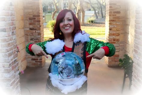 how to make and ugly sweater with a giant snow globe Giant Snow Globe, Creative Ugly Christmas Sweater, Crazy Christmas Sweaters, Ugly Christmas Sweater Diy Funny, The Office Christmas Party, Bean Bag Filler, The Office Christmas, Sweater Diy, Ugly Sweater Diy