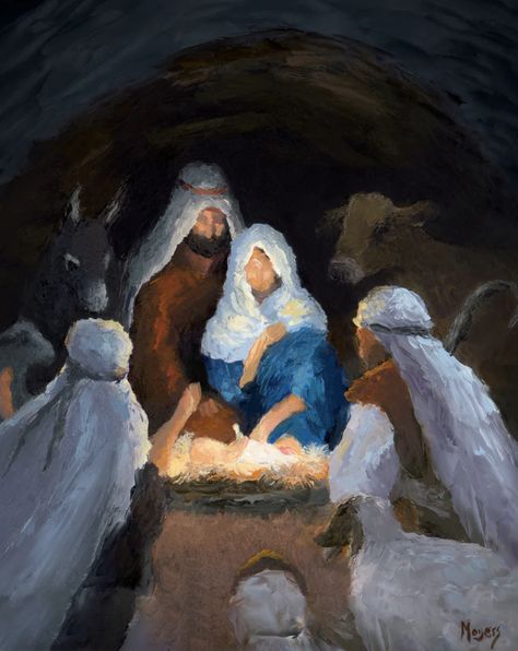 Nativity Decor, Jesus Nativity, Nativity Stable, Scene Illustration, Christian Illustration, January 7th, Christian Artwork, Mary And Jesus, Biblical Art