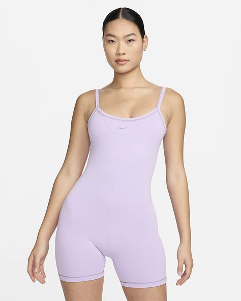 Nike One Women's Dri-FIT Short Bodysuit. Nike.com Fancy Fashion, Nike Purple, Nike Just Do It, Nike Pants, White Style, Nike Dri Fit, Just Do It, Workout Shorts, Color Purple