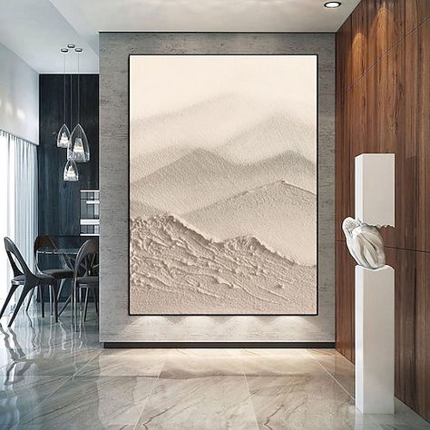 Acrylic Mountain Painting, Wabi Sabi Painting, Large Landscape Painting, Wabi Sabi Art, Textured Oil Painting, Textured Acrylic, Wabi Sabi Wall, Mountain Painting, Garden Wall Art